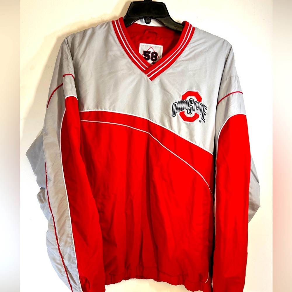 Ohio State Buckeyes Mens XXL Red and Gray 58 Sports Lined Pullover Mint Conditio